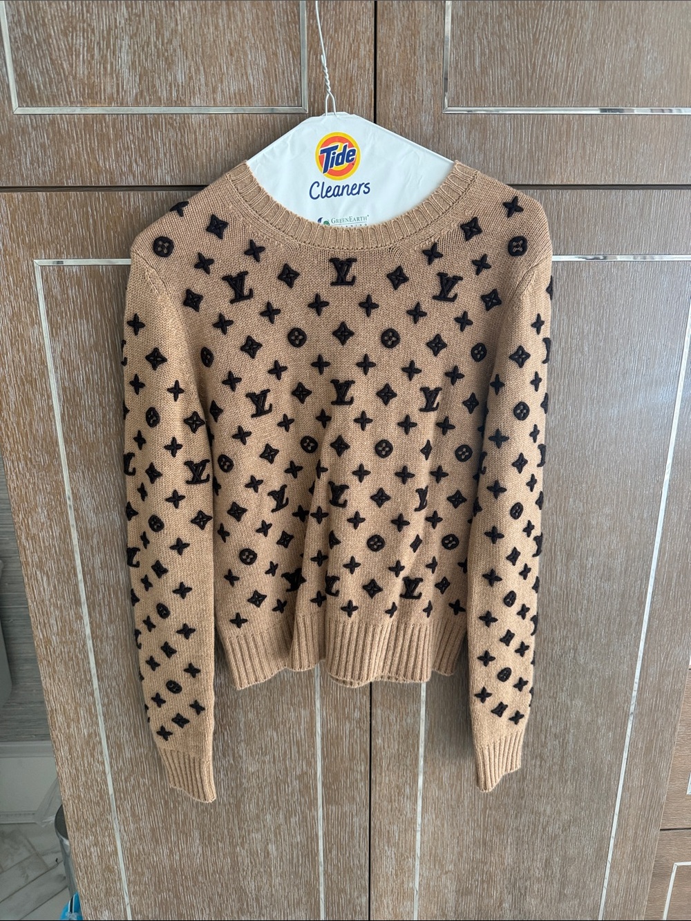Louis Vuitton Camel Crewneck Sweater with Black Monogram